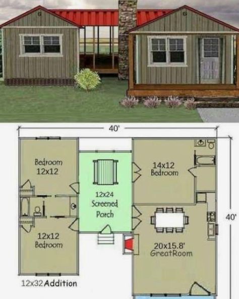 Design Case Mici, Dog Trot House Plans, Portable Building, Shed House, Shed With Porch, Shed House Plans, Shed Home, Cabin Floor, Tiny House Floor Plans