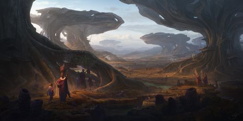 ArtStation - Savannah, Christian Dimitrov Savannah Fantasy Art, Alien Savannah, Fantasy Savannah, Alien Environment, Savannah Landscape, Matte Paintings, Sci Fi Landscape, Landscape Concept, Galaxy Painting