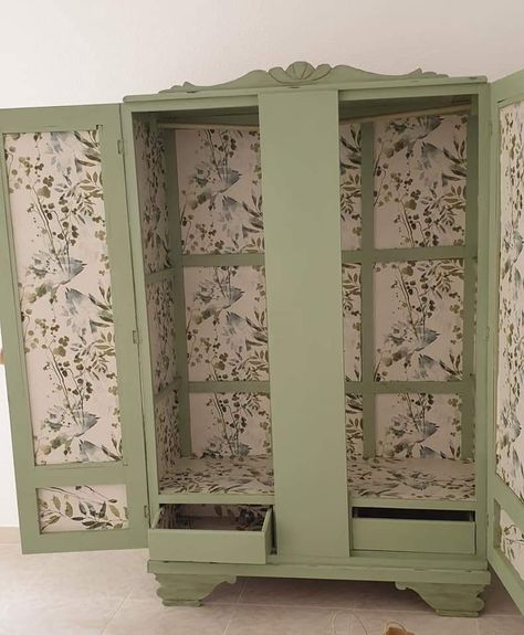 Inside Cupboard, Painted Armoire, Ceramic House Numbers, Antique Wardrobe, Bohemian Room, Wainscoting Panels, Wooden Wardrobe, Master Room, Diy Furniture Renovation