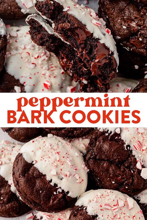 Peppermint Cookies Recipe, Chocolate Peppermint Cookies Recipe, Peppermint Bark Cookies, Peppermint Cookie Recipe, Peppermint Bark Cookie, Crushed Peppermint, Chocolate Peppermint Bark, Peppermint Recipes, Baking List