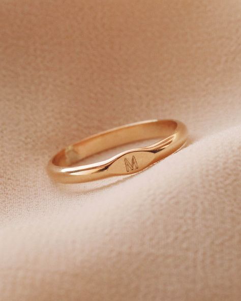 Engrave R1306 - Gold Filled — Priscilla Ma Sisters Ring, Office Reference, Engraved Signet Ring, Cute Promise Rings, Signet Ring Gold, Sister Rings, Hammered Gold Ring, Gold Initial Ring, Plain Gold Ring