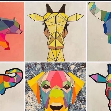 Osage Trail Middle School ART on Instagram: "Get stocked up on your favorite art projects, like these GEOMETRIC SHAPE ANIMALS. How much fun are these!!! 😍  . . . Step by step directions for this project are available on my TPT Store. The link is in my profile. . . .  #art #artistsoninstagram #artclass #artclassroom #artproject #kidsartproject #middleschool #middleschoolart #middleschoolartteacher #schoolwork #homeschool #homeschooling #artteachersofinstagram #artteacher #artteacherlife #artteachersofig #artproject #tpt #tptteachers #tptseller #teachersoftpt  #shapes #astrobrights #paper" Shape Animals, Profile Art, Animal Art Projects, 8th Grade Art, Middle School Art Projects, 6th Grade Art, Polygon Art, 4th Grade Art, Geometric Shapes Art