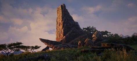 ArtStation - Lion King - Pride Rock, Jeremy Schmidt Pride Rock Lion King, Lion King Aesthetic, Lion King Pride Rock, Illustrator Ideas, Jurassic Park Series, Lion Head Tattoos, Lion King Fan Art, Rock Aesthetic, Floating Island