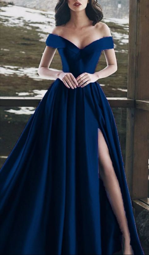 "G-Get away from me" evelyn said, she tried to sound brave but it cam… #romance #Romance #amreading #books #wattpad Navy Blue Evening Gown, Split Prom Dresses, Navy Blue Prom Dresses, Blue Evening Gowns, Blue Evening Dresses, Cute Prom Dresses, فستان سهرة, Grad Dresses, Satin Prom Dress