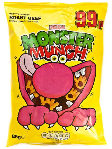 British.. Monster Munch Roast Beef crisps/snacks British Snacks, Discontinued Food, College Snacks, Growing Up British, Monster Munch, Snacks List, Corn Snacks, Baked Corn, Picnic Inspiration