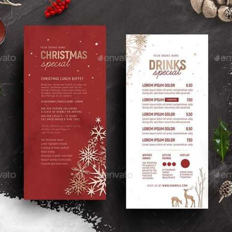 Ornate Christmas Menus Christmas Menu Design, Christmas Menu Template, Christmas Menus, Xmas Menu, Coffee Menu Design, Christmas Brochure, Christmas Party Drinks, Menu Design Inspiration, Christmas Advertising