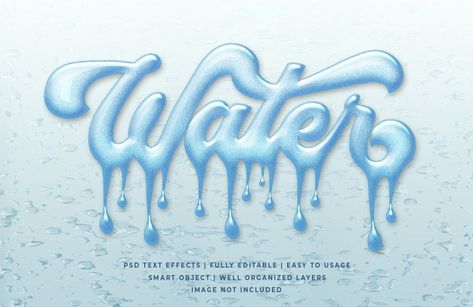 Water dropped 3d text effect template | Premium Psd #Freepik #psd #water #template #blue #splash Liquid Typography Alphabet, Water Font Design, Water Typography Design, Water Lettering, Water Typography, Water Letters, Water Graphic Design, Effect Template, Photoshop Text Effects