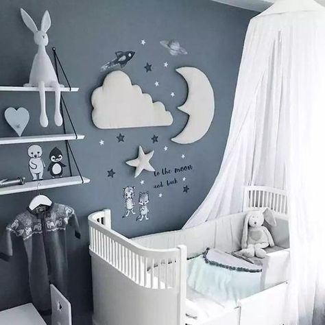 Baby Room Boy, Cloud Wall Hanging, Stars Wall Decor, 3d Wall Decor, Baby Room Design, Star Nursery, Baby Bedroom, Baby's Room, Baby Boy Rooms