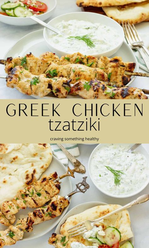 Greek-Style Chicken Tzatziki Meal With Tzatziki, Tzatziki Marinated Chicken, Chicken Taziki Recipe, Recipes With Tzatziki, Chicken Taziki, Yogurt Sauce For Chicken, Chicken With Greek Yogurt, Yogurt Tzatziki Sauce, Chicken Gyros With Tzatziki Sauce