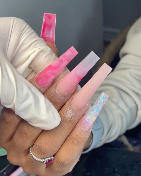 Bad And Boujee Nails Long, Simple Long Acrylic Nails, Bling Wedding Nails, Boujee Nails Designs, Nails Pics, Bad And Boujee Nails, Boujee Nails, Orange Acrylic Nails, Overlay Nails