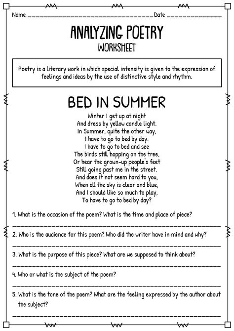 Poem Comprehension For Grade 4, 5th Grade Reading Worksheets, Poetry Comprehension Worksheets, 5th Grade Poetry, Poetry Classroom, Poem Worksheet, Poetry Analysis Worksheet, High School Poetry, Analyzing Poetry