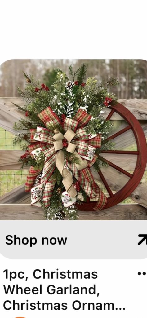 Village Wreath, Farmhouse Christmas Decorations, Christmas Crafts To Make And Sell, Xmas Village, Pine Cone Wreath, Cone Wreath, Wagon Wheels, Christmas Wreath For Front Door, Christmas Pine Cones