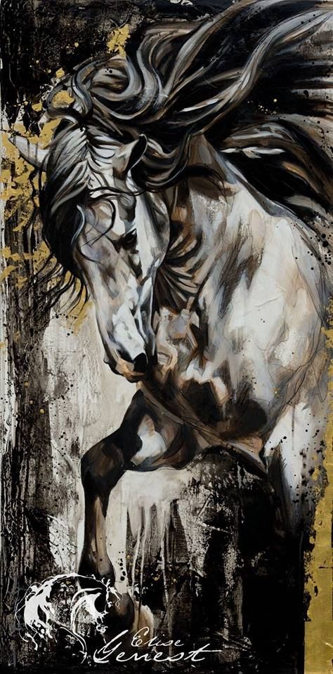 Horse Painting Elise Genest Arts & Chevaux, France Horse Mural, Horse Canvas, Horse Artwork, Equestrian Art, Horse Tattoo, Painted Pony, Majestic Horse, Running Horses, Horse Drawings