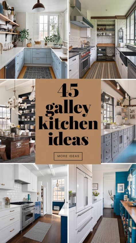 Looking to enhance your small kitchen with a stylish and practical design? Discover 45 stunning galley kitchen ideas perfect for optimizing narrow spaces! From modern and sleek to cozy and rustic, these kitchens showcase the best of both style and functionality. Perfect for anyone looking to create a chic and efficient cooking area. Get inspired and transform your kitchen today! #GalleyKitchen #SmallSpaceLiving #KitchenDesign #ModernKitchens #RusticKitchens #InteriorDesign #HomeDecor Narrow Gallery Kitchen, Galley Kitchen Renovation Ideas, Narrow Galley Kitchen Ideas, Small Galley Kitchen Layout, Galley Kitchen Island, Rustic Galley Kitchen, Ikea Galley Kitchen, Small Galley Kitchen Ideas Narrow, Narrow Kitchen Layout