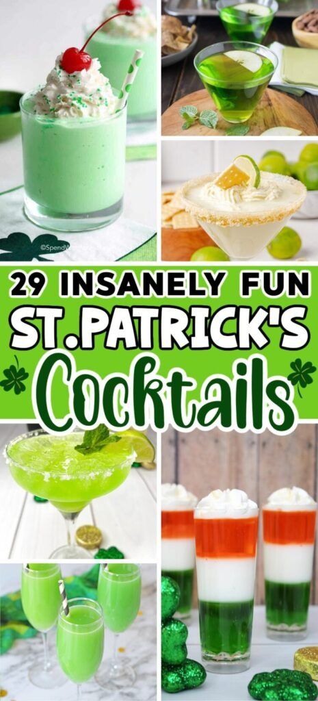 29 Insanely Good St. Patrick's Day Cocktails - ZEN AND HONEY St Patricks Cocktails, St Patty's Day Drinks, St Patricks Day Cocktails, Leprechaun Cocktail, Irish Cocktails, Green Cocktails, Sant Patrick, St Patricks Day Drinks, Irish Drinks