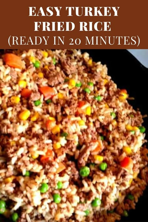 Fried Rice With Ground Chicken, Leftover Turkey Fried Rice, Turkey And Vegetables, Weight Watchers Fried Rice Recipe, Fried Rice With Ground Turkey, Ground Turkey Fried Rice Recipes, Turkey Fried Rice Recipe, Turkey Burger And Rice Recipe, Rice And Ground Turkey Recipes