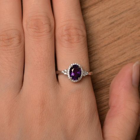 Purple Rings Engagement, Silver Solitaire Engagement Ring, Stone Ring Design, Gems Ring, Red Gemstone Ring, 3 October, Swiss Blue Topaz Ring, Amethyst Ring Engagement, Purple Rings