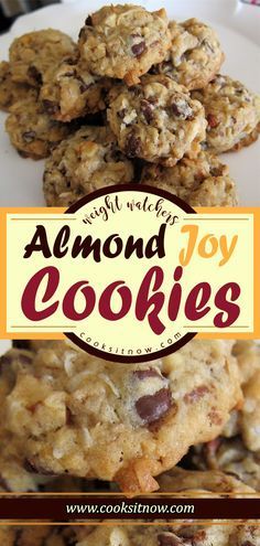 Christmas Cookies Almond, 2 Ingredient Cookies, Joy Cookies, Almond Joy Cookies, Amazing Cookies, Cookie Recipes Unique, Chocolate Cookie Recipes, Almond Joy, Almond Cookies