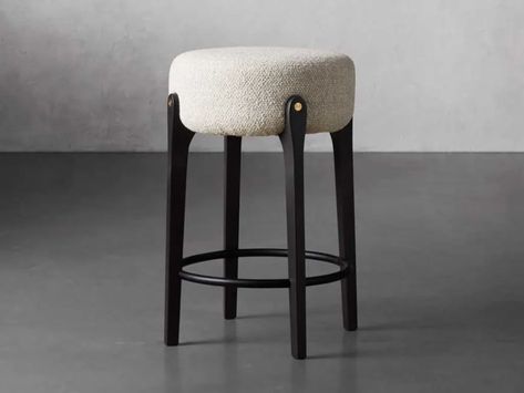 Bottoni Backless Counter Stool In Grizzly Taupe Counter Stools Backless, Arhaus Furniture, Backless Stools, Backless Bar Stools, Outdoor Pouf, Italian Dining, Furniture Wax, Replacement Cushions, Cleaning Upholstery