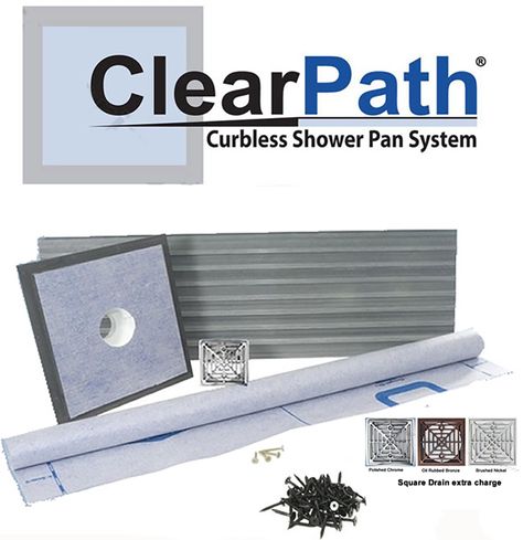 The ClearPath Curbless Shower Pan System is designed to maintain independence in life while offering today’s most fashionable and sought after designs in level entry showers. The ClearPath Curbless Shower system offers everyone, at whatever level of ability, accessible designs that are an improvement over traditional shower pan methods. Curbless Shower Pan, Shower Pan Tile, Floor Heating Systems, Shower Pan, Aging In Place, Drain Cover, Basement Bathroom, Shower Kits, Shower Systems