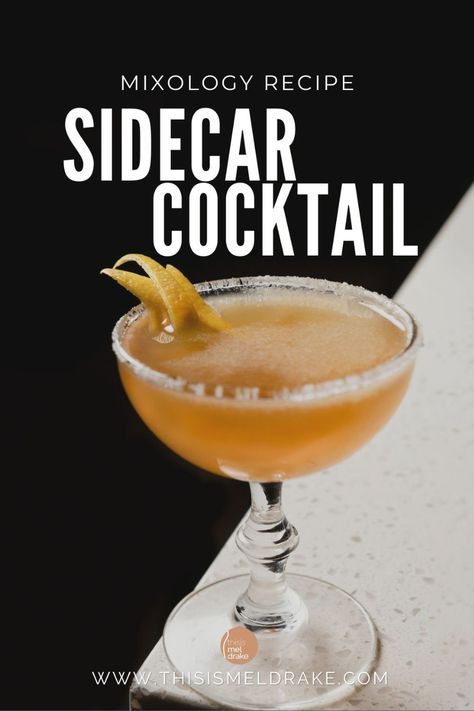 Learn how to make one of the most classic cocktails, the Sidecar drink. This simple recipe only requires a few ingredients and is perfect for any occasion! With just a shake of your shaker, you'll be on your way to enjoying this delicious drink with friends or family. Cheers! www.thisismeldrake.com easy cocktail recipes | classic cocktail recipe | fall cocktail | drinks alcohol recipes | drink recipes | winter cocktail recipes | fall cocktail recipes | christmas cocktails recipes Cocktail Recipes Christmas, Cocktail Recipes Fall, Sidecar Drink, Vodka Recipes Easy, Winter Cocktail Recipes, Fall Cocktail Recipes, Mixology Recipes, Sidecar Cocktail, Easy Cocktail Recipes