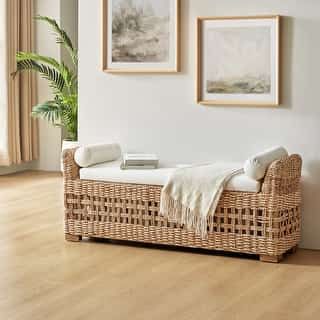 Bed Bath & Beyond | The Best Deals Online: Furniture, Bedding, Rugs, Kitchen Essentials & More Benches With Baskets Underneath, Rattan Bench With Storage, Boho Benches For Bedroom, Wicker Bench Entryway, Rattan Bench Entryway, Wood Bedroom Bench, End Of Bed Bench Storage, Boho Storage Bench, Rattan Storage Bench