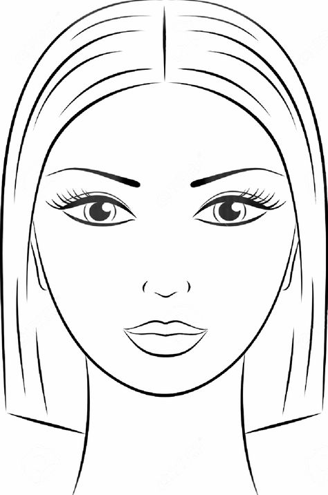 Face Outline, Female Face Drawing, Face Charts, Drawing Hands, Makeup Face Charts, 얼굴 그리기, Face Illustration, Paper Doll Template, Face Chart