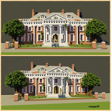 Minecraft Colonial Mansion, Mincraft Idea Houses Victorian, Minecraft Art Museum Ideas, Minecraft Court House Ideas, Minecraft Mansion Entrance, Minecraft French Mansion, Minecraft Southern House, Minecraft City Map Layout, Elegant Minecraft Builds