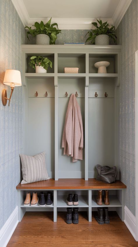 11+ Nature-Inspired Mudroom Wallpaper Beauties Mcm Mudroom, Tiny Mudroom Ideas, Mudroom Colors, Minimalist Mudroom, Mud Room Ideas Entryway, Mudroom Wallpaper, Mudroom Ideas Entryway, Mudroom Inspiration, Beadboard Wall