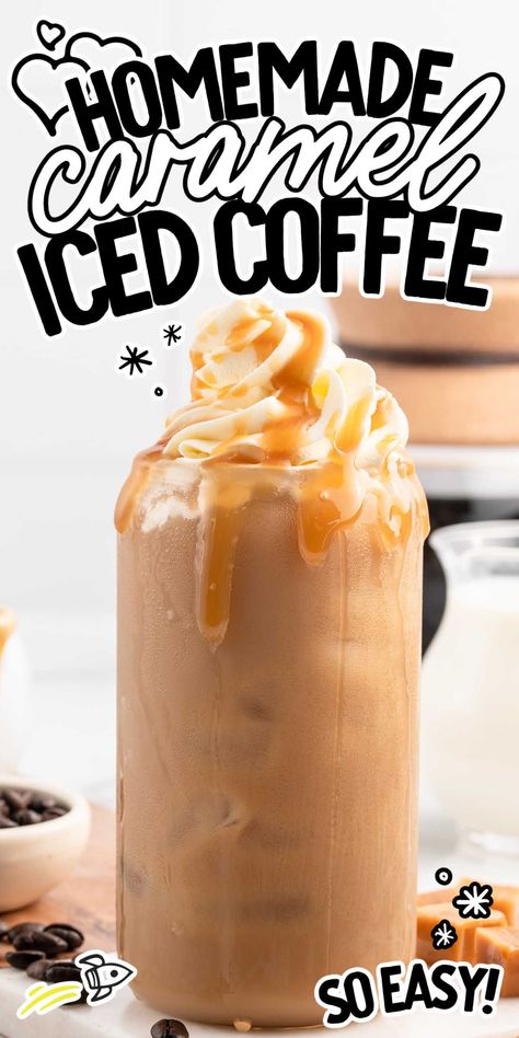 Satisfy your craving for a coffee shop treat with our Caramel Iced Coffee recipe: a blend of cold brew, salted caramel syrup, and milk. Budget-friendly, and delicious! How To Brew Iced Coffee, Iced Coffee With Caramel Syrup, Cold Brew Coffee Recipe Flavored, Brewed Coffee Recipes, Cold Brew Recipes Drinks, Blended Iced Coffee Recipe, Salted Caramel Coffee Recipe, Caramel Ice Coffee, Iced Coffee Recipe Keurig