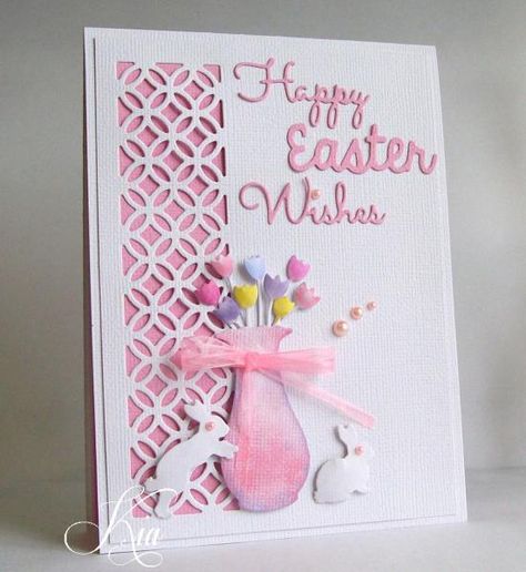 Easter Card Ideas Handmade, Diy Easter Cards Ideas, Spring Cards Ideas, Happy Easter Cards Handmade, Easter Cards To Make, Easy Easter Cards, Vase Cards, Handmade Easter Cards, Easter Adult