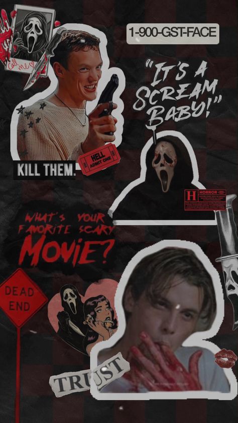 #scream#billyloomis#stumacher#scarymovie#ghostface#scream1996 Ghostface Wallpapers Aesthetic, Billy And Stu Scream Wallpaper, Red Ghostface Wallpaper, Ghostface Scream Wallpaper, Scream Wallpapers Billy And Stu, Billy Loomis Lockscreen, Scream Party Ideas Decorations, Ghostface 1996, Scream Barbie