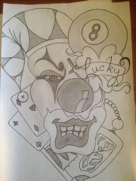 Gangsta Drawings Easy, Cholo Clown Drawing, Clown Drawing Sketch, Chicano Clown Drawing, Clown Drawing, Easy Graffiti Drawings, Chicano Love, Weird Drawings, Cholo Art