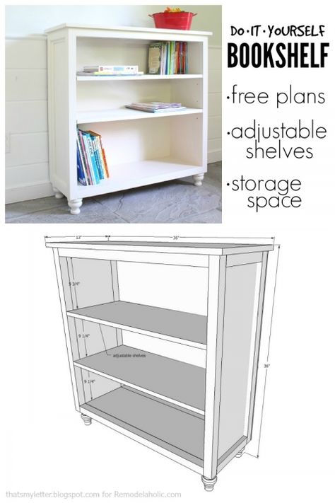 Build a bookshelf with adjustable shelves using this easy-to-follow building plan and tutorial. Build A Bookshelf, Diy Bookshelf, Bookshelf Plans, Building Furniture, Ideas Hogar, Bookshelves Diy, Free Plans, Woodworking Bench, Woodworking Furniture