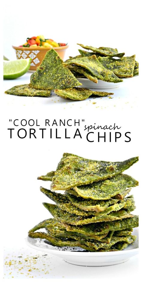 A vegan seasoning blend to create "Cool Ranch" Spinach Tortilla Chips made from Otto's grain free flour. Homemade Veggie Chips, Spinach Chips, Healthy Chips, Spinach Tortilla, Veggie Chips, Homemade Crackers, Healthy Vegan Snacks, Chips Recipe, Dehydrated Food