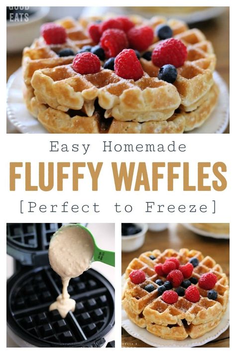 Use this Fluffy Waffle Recipe to make thick, fluffy waffles without the hassle of beating egg whites!  Make a double-batch and freeze for homemade waffles in minutes. #recipes #waffles #breakfast #homemadewaffles #recipe #fernandmaple Fluffy Waffle Recipe, Recipes Waffles, Beating Egg Whites, Easy Waffle Recipe, Waffle Iron Recipes, Waffle Maker Recipes, Fluffy Waffles, Waffles Easy, Homemade Waffles