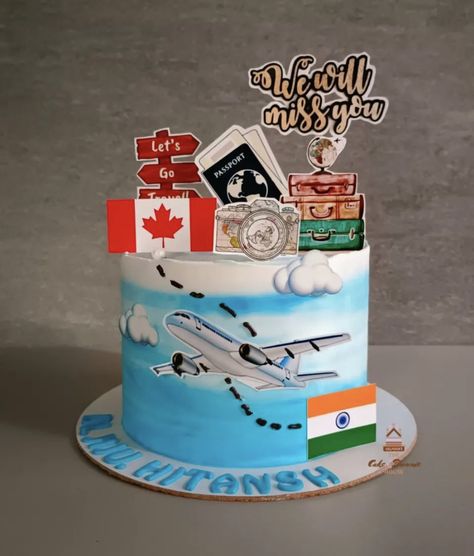 Journey Cake Design, Bon Voyage Cake Ideas, Happy Journey Cake Ideas, Happy Journey Cake, Journey Cake, Bon Voyage Cake, Africa Cake, Decor Tort, Farewell Cake