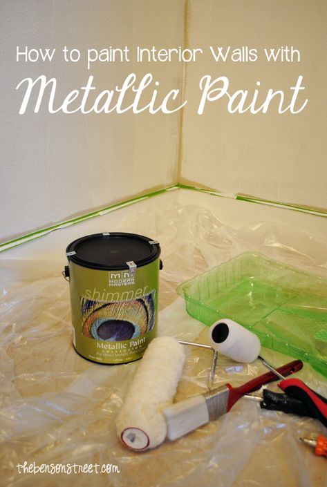 Metallic Gold Wall Paint, Metallic Accent Wall, Paint Interior Walls, Metallic Paint Walls, Gold Painted Walls, Metallic Paint Colors, Gold Accent Wall, Wall Painting Techniques, Interior Wall Paint