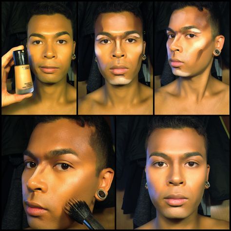 Male contour tutorial Instagram: @davidyubeauty Portland, OR Male Stage Makeup, Men Contour Makeup, Male Theatre Makeup, Contour Masculine, Male Contour Makeup, Masc Contour, Masculine Contour Makeup, Male Contouring, Male Makeup Tutorial