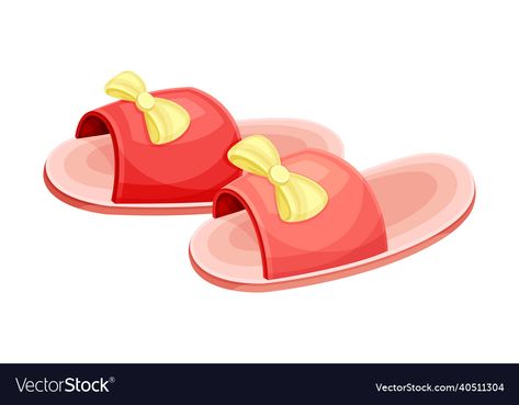 Slippers Illustration, Slippers Cartoon, Home Cartoon, Shoes Illustration, Red Slippers, Kids Slippers, Cv Template, Preschool Crafts, Adobe Illustrator