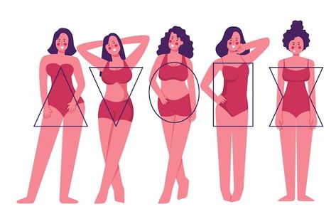 Flat-hand drawn types of female body sha... | Premium Vector #Freepik #vector #illustration-pack #assortment #body-types #human-illustration Hand Drawn Type, Women Body Types Reference, Female Body Types Reference, Female Body Types, Body Shapes Women, Human Illustration, Female Body Shapes, All Body Types, Body Figure