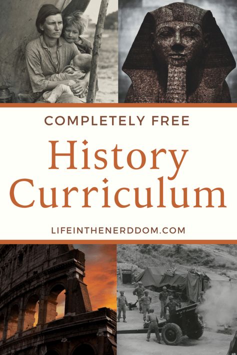 Free History Curriculum at LifeInTheNerddom.com 8th Grade History, American History Homeschool, Teaching Us History, Middle School History, American History Lessons, World History Lessons, Homeschool Social Studies, History Curriculum, Homeschool Elementary