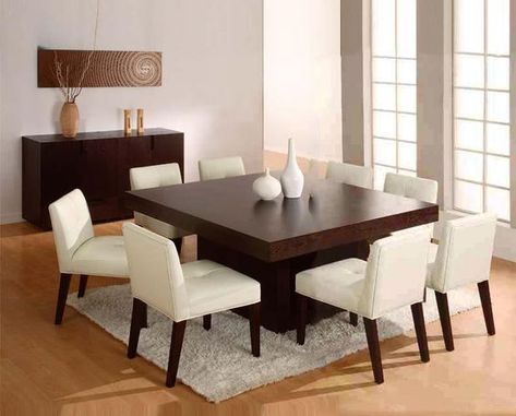 Decor Table Ideas, Dining Room Furniture Layout, Square Dining Room Table, Wooden Dining Table Modern, Wooden Dining Table Designs, Simple Home Decoration, Dining Room Remodel, Dining Room Contemporary, Home Simple