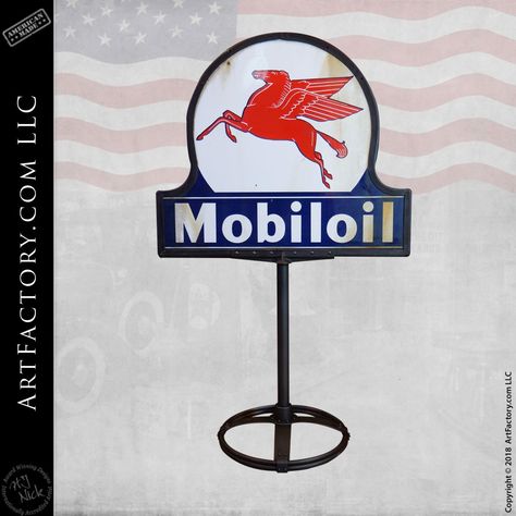 Vintage Porcelain Signs: Authentic Original Condition Signage Mobil Oil, Old Gas Pumps, Soda Machines, Vintage Advertising Signs, Antique Signs, Porcelain Signs, Garage Tools, Gas Pumps, Vintage Americana