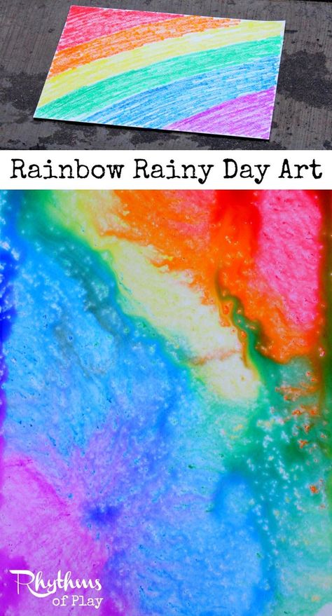 Rainbow Rainy Day Art #watercolors #watercolorsforkids #kidsactivities #artforkids Rainy Day Art, Art Recipes, Steam Activity, Rainy Day Fun, Rainy Day Crafts, Homeschool Art, Rainy Day Activities, No Rain, Activity For Kids