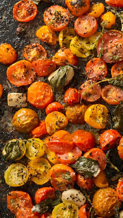 🍅✨ Get ready to elevate your taste buds with this epic Slow-Roasted Tomato Recipe! 🌱🔥 These juicy gems burst with flavor and are an absolute game-changer in the kitchen! 🍽️🎉 Find the recipe here: https://www.bringingithome.com/laura-at-home-recipes/slow-roasted-tomatoes What's your go-to dish to savor the last days of summer? 🌞🍴 Roasted Cherry Tomatoes Oven, Grape Tomatoes Recipes, Roasted Tomatoes Oven, Roasted Tomatoe, Roasted Tomatoes And Garlic, Grape Tomato Recipes, Basil Salt, Tomato Recipe, Slow Roasted Tomatoes