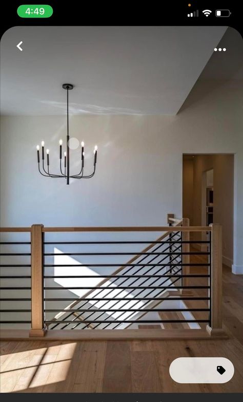 Split Level Banister Remodel, Split Level Banister Ideas, Split Level Entryway Light Fixture, Open Stairway To Basement, Split Level Staircase, Palia Ideas, Stairway Railing Ideas, Entry Remodel, Banister Remodel