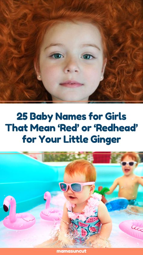 25 Baby Names for Girls That Mean 'Red' or 'Redhead' for Your Little Ginger Are you hoping for a little ginger baby? Check out these baby names for girls that mean "red" or "redhead" to celebrate those auburn locks! 2 Names That Mean Red, Red Head Baby Girl, Red Hair Baby Girl, Names Meaning Red, Ginger Baby Girl, Names For Redheads, Redhead Baby Boy, Red Head Baby, Redhead Baby Girl