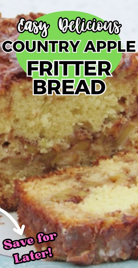 COUNTRY APPLE FRITTER BREAD Apple Fritter Loaf Recipe, Cinnamon Apple Fritter Bread, Bread Machine Apple Fritter Bread, Cake Mix Apple Fritter Bread, Country Apple Fritter Loaf, Recipe For Apple Bread, Apple Bread Muffins, Baked Sourdough Apple Fritters, Easy Apple Fritter Bread