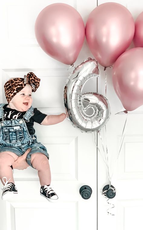 Half Birthday Milestone Pictures, Half Birthday Photoshoot Ideas, Half Year Birthday Ideas, 1/2 Birthday, Six Month Birthday, Retro Converse, Balloon Pictures, Milestone Pictures, Baby Balloon